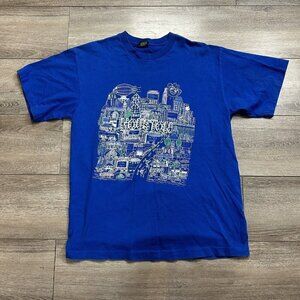 Vintage Houston City T-shirt Men's Size XL Made In USA Single Stitch Blue